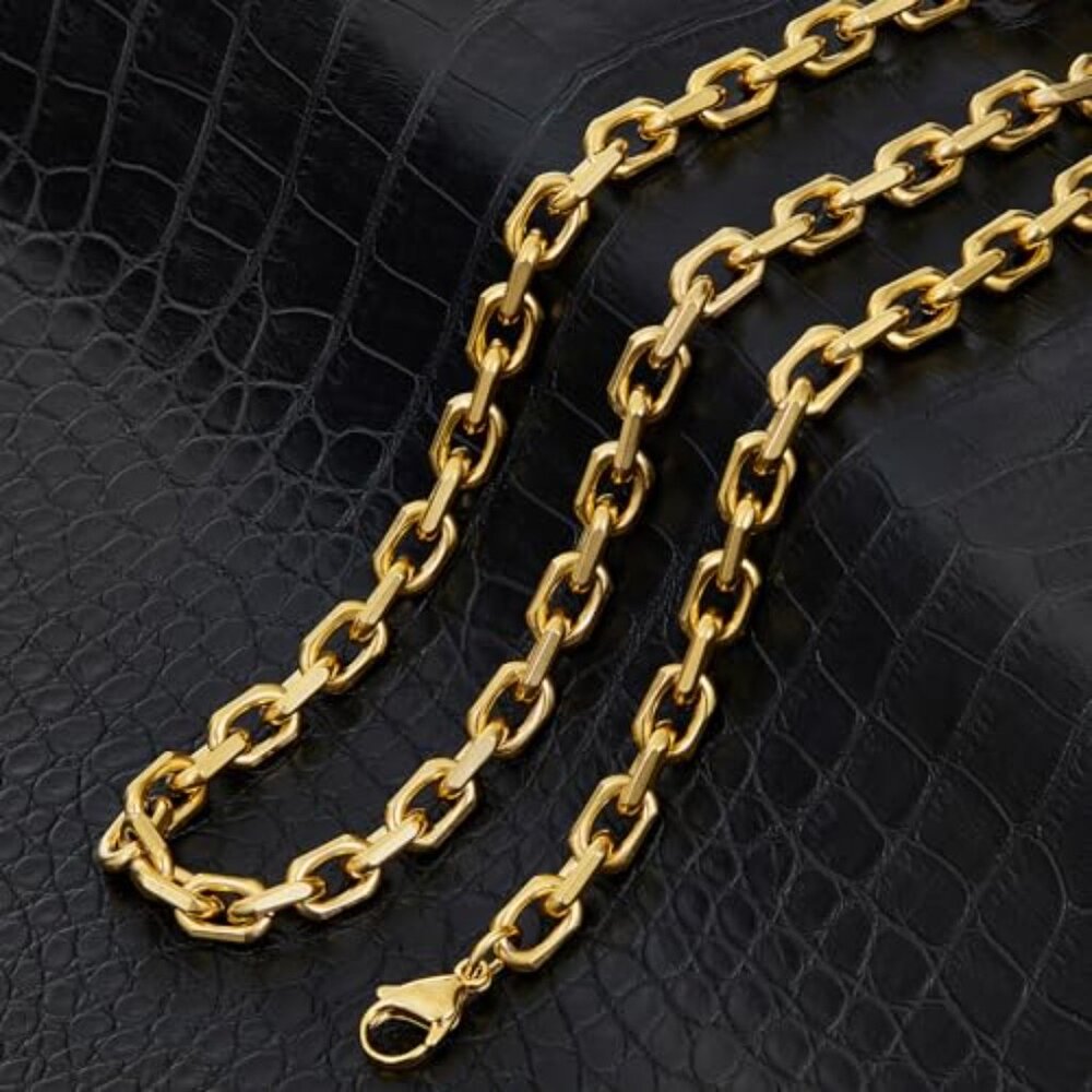 Men's Rectangular Link Chain Necklace Stainless S… - image 4